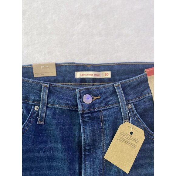 Levis Levi 721 High rise Skinny Jeans Size 30 x 30 Women New Distressed Skinny - Picture 9 of 16